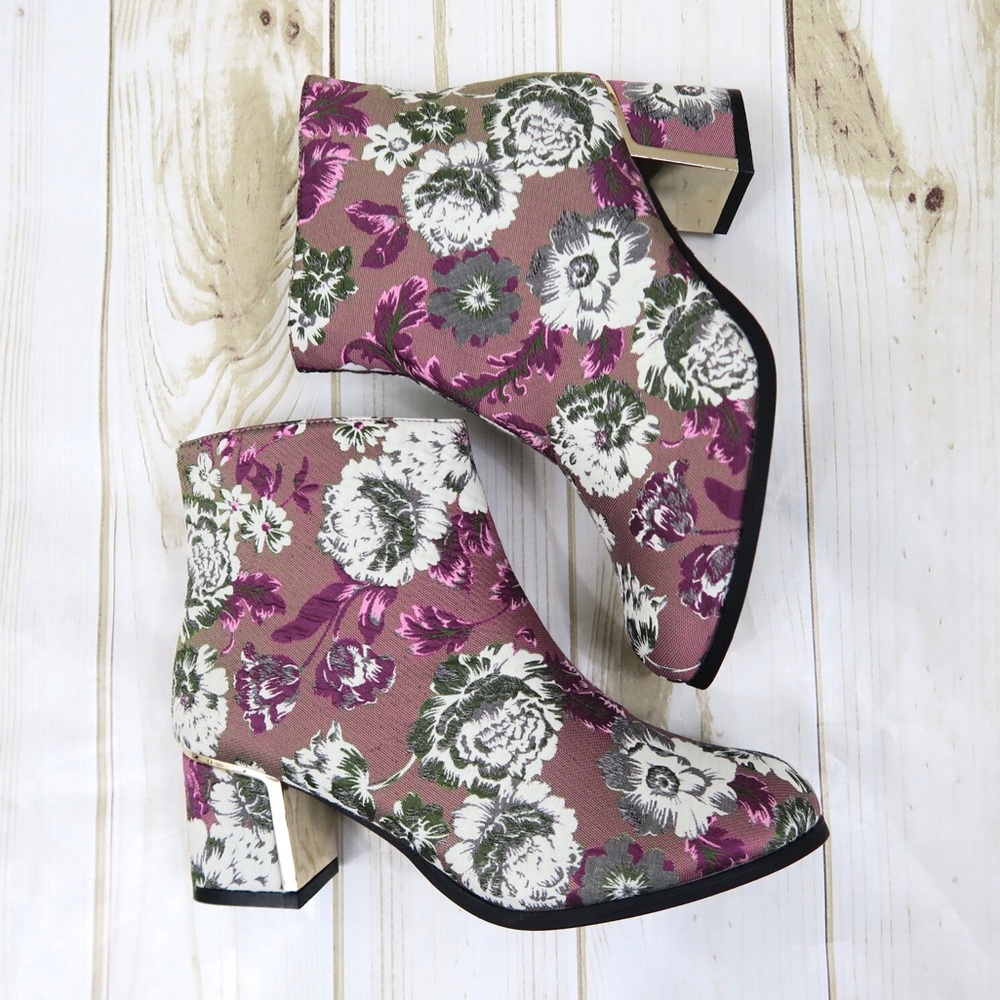 Floral ankle boots
